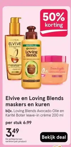 Etos Elvive en Loving Blends maskers en kuren aanbieding