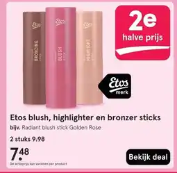 Etos Etos blush, highlighter en bronzer sticks aanbieding