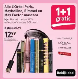 Etos Alle L'Oréal Paris, Maybelline, Rimmel en Max Factor mascara aanbieding