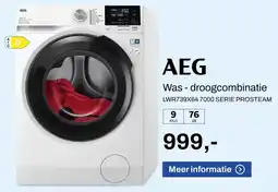 De Witgoed Specialist AEG Was droogcombinatie LWR739X64 aanbieding