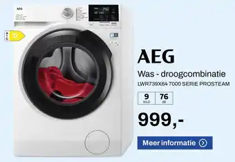 De Witgoed Specialist AEG Was droogcombinatie LWR739X64 aanbieding