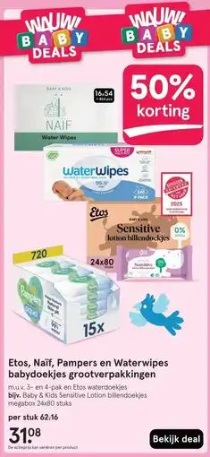 Etos Etos, Naïf, Pampers en Waterwipes babydoekjes grootverpakkingen aanbieding