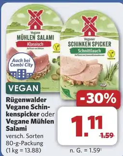 Combi Rügenwalder Vegane Schin- kenspicker oder Vegane Mühlen Salami aanbieding