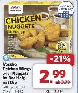 Combi Vossko Chicken Wings oder Nuggets im Backteig mit Dip aanbieding