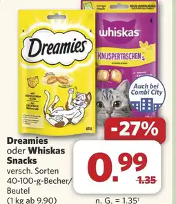 Combi Dreamies oder Whiskas Snacks aanbieding