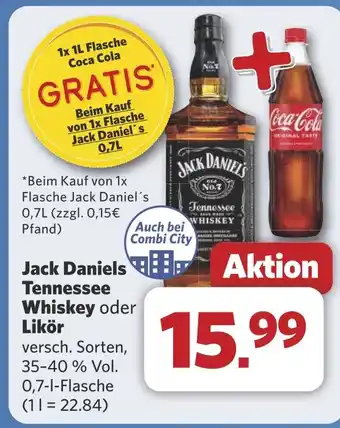 Combi Jack Daniels Tennessee Whiskey oder Likör aanbieding