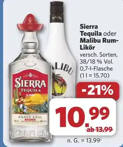 Combi Sierra Tequila oder Malibu Rum- Likör aanbieding