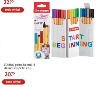Bruna STABILO point 88 etui 18 kleuren ZIG/ZAG etui aanbieding