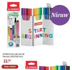 Bruna STABILO Pen 68 etui 18 kleuren ZIG/ZAG etui aanbieding