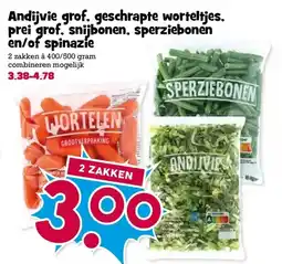 Boon`s Markt Andijvie grof, geschrapte worteltjes, prei grof, snijbonen, sperziebonen en/of spinazie aanbieding