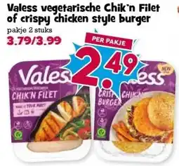 Boon`s Markt Valess vegetarische Chik'n Filet of crispy chicken style burger aanbieding