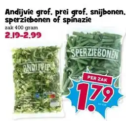 Boon`s Markt Andijvie grof. prei grof. snijbonen, Hollandse komkommer sperziebonen of spinazie aanbieding