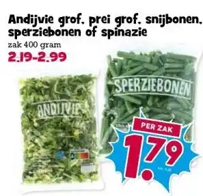 Boon`s Markt Andijvie grof. prei grof. snijbonen, Hollandse komkommer sperziebonen of spinazie aanbieding