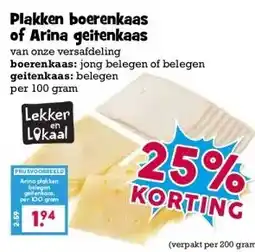 Boon`s Markt Plakken boerenkaas of Arina geitenkaas aanbieding