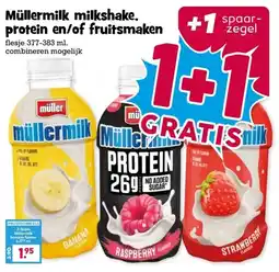 Boon`s Markt Müllermilk milkshake. protein en/of fruitsmaken aanbieding