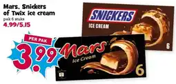 Boon`s Markt Mars. Snickers of Twix ice cream aanbieding