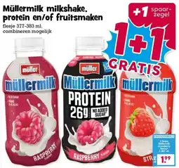 Boon`s Markt Müllermilk milkshake. protein en/of fruitsmaken aanbieding