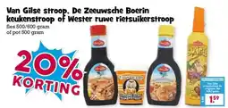 Boon`s Markt Van Gilse stroop. De Zeeuwsche Boerin keukenstroop of Wester ruwe rietsuikerstroop aanbieding