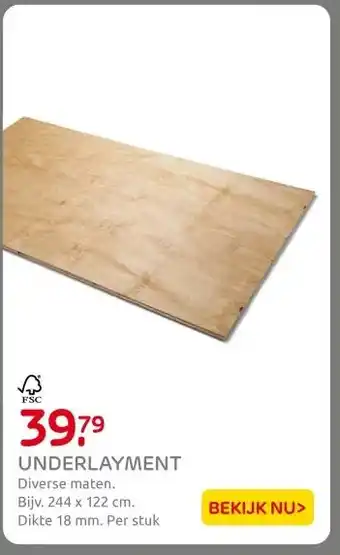 Praxis UNDERLAYMENT aanbieding