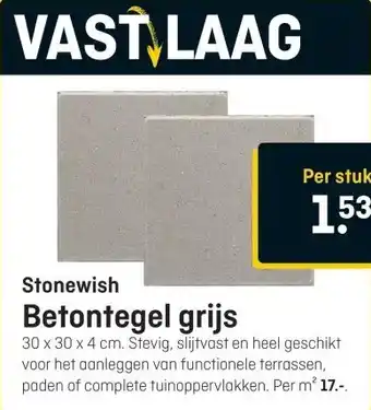 Hubo Stonewish Betontegel grijs aanbieding