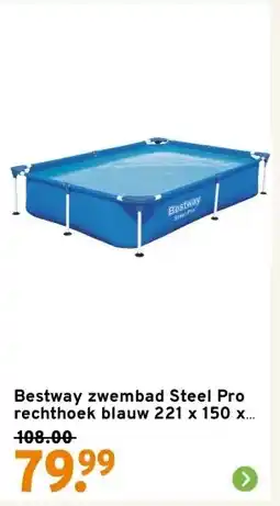 GAMMA Bestway zwembad Steel Pro rechthoek blauw 221 x 150 x 43 cm aanbieding