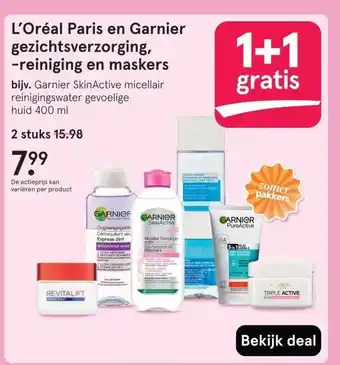 Etos L'Oréal Paris en Garnier gezichtsverzorging, -reiniging en maskers aanbieding