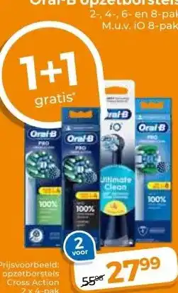 Trekpleister Oral-B opzetborstels 2-, 4-, 6- en 8-pak M.u.v. iO 8-pak. aanbieding