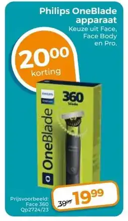 Trekpleister Philips OneBlade apparaat Keuze uit Face, Face Body en Pro. aanbieding