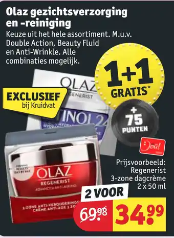 Kruidvat Olaz gezichtsverzorging en -reiniging 2 x 50 ml aanbieding