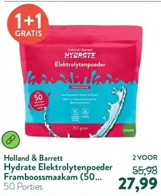 Holland & Barrett Hydrate Elektrolytenpoeder Framboossmaakam (50 porties) aanbieding