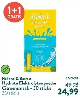 Holland & Barrett Hydrate Elektrolytenpoeder Citroensmaak - 30 sticks aanbieding
