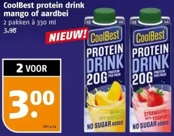 Poiesz CoolBest protein drink mango of aardbei aanbieding