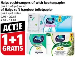 Poiesz Nalys vochtvangers of wish keukenpapier of Nalys soft bamboo toiletpapier aanbieding