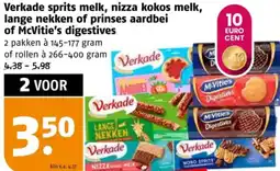 Poiesz Verkade sprits melk, nizza kokos melk, lange nekken of prinses aardbei of McVitie's digestives aanbieding
