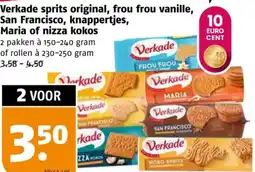 Poiesz Verkade sprits original, frou frou vanille, San Francisco, knappertjes, Maria of nizza kokos aanbieding