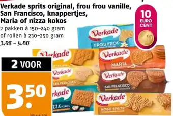 Poiesz Verkade sprits original, frou frou vanille, San Francisco, knappertjes, Maria of nizza kokos aanbieding