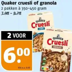 Poiesz Quaker cruesli of granola aanbieding