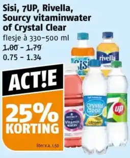 Poiesz Sisi, 7UP, Rivella, Sourcy vitaminwater of Crystal Clear aanbieding