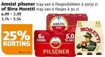 Poiesz Amstel pilsener of Birra Moretti aanbieding