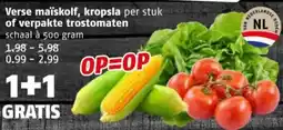 Poiesz Verse maïskolf, kropsla per stuk of verpakte trostomaten aanbieding