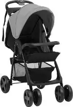 Bol.com The Living Store Kinderwagen 2-in-1 Staal-Linnen - 59 x 100 x 103 cm - Lichtgrijs/Zwart aanbieding