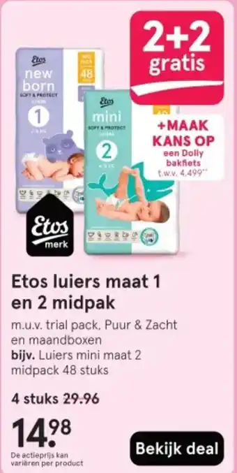 Etos Etos luiers maat 1 en 2 midpak aanbieding