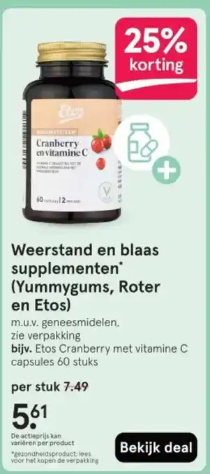 Etos Weerstand en blaas supplementen aanbieding