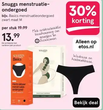 Etos Snuggs menstruatie ondergoed aanbieding