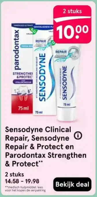 Etos Sensodyne Clinical Repair, Sensodyne Repair & Protect en Parodontax Strengthen & Protect aanbieding