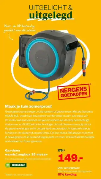 Welkoop Gardena wandslangbox 25 meter aanbieding