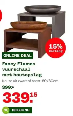 Welkoop Fancy Flames vuurschaal met houtopslag aanbieding