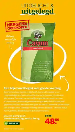 Welkoop Cavom Compleethondenvoeding adult 20 kg aanbieding
