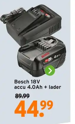 GAMMA Bosch 18V accu 4.0Ah + lader aanbieding