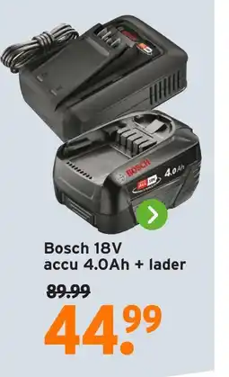 GAMMA Bosch 18V accu 4.0Ah + lader aanbieding